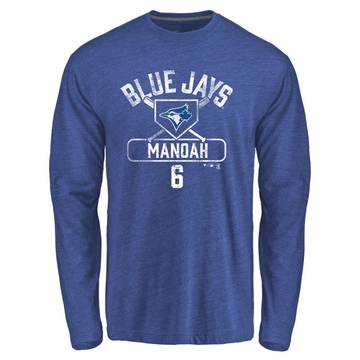 Men's Toronto Blue Jays Alek Manoah ＃6 Base Runner Long Sleeve T-Shirt - Royal