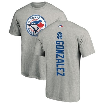 Men's Toronto Blue Jays Alex Gonzalez ＃8 Backer T-Shirt Ash