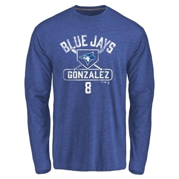 Men's Toronto Blue Jays Alex Gonzalez ＃8 Base Runner Long Sleeve T-Shirt - Royal