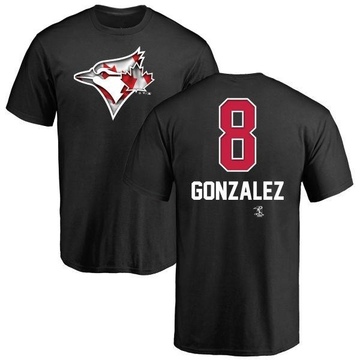 Men's Toronto Blue Jays Alex Gonzalez ＃8 Name and Number Banner Wave T-Shirt - Black