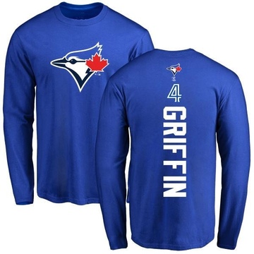 Men's Toronto Blue Jays Alfredo Griffin ＃4 Backer Long Sleeve T-Shirt - Royal