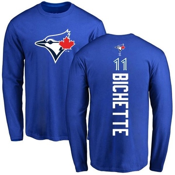 Men's Toronto Blue Jays Bo Bichette ＃11 Backer Long Sleeve T-Shirt - Royal