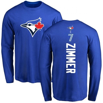 Men's Toronto Blue Jays Bradley Zimmer ＃7 Backer Long Sleeve T-Shirt - Royal