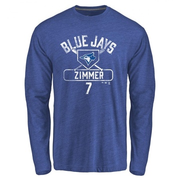 Men's Toronto Blue Jays Bradley Zimmer ＃7 Base Runner Long Sleeve T-Shirt - Royal