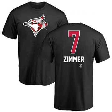 Men's Toronto Blue Jays Bradley Zimmer ＃7 Name and Number Banner Wave T-Shirt - Black