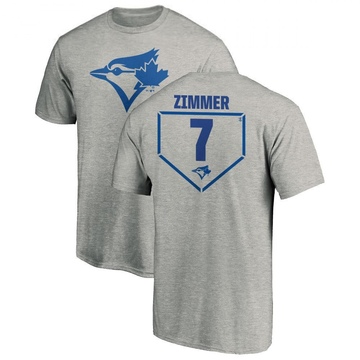 Men's Toronto Blue Jays Bradley Zimmer ＃7 RBI T-Shirt Heathered - Gray