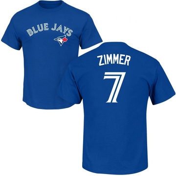 Men's Toronto Blue Jays Bradley Zimmer ＃7 Roster Name & Number T-Shirt - Royal
