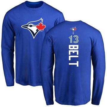 Men's Toronto Blue Jays Brandon Belt ＃13 Backer Long Sleeve T-Shirt - Royal