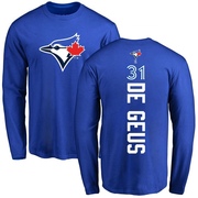 Men's Toronto Blue Jays Brett de Geus ＃31 Backer Long Sleeve T-Shirt - Royal