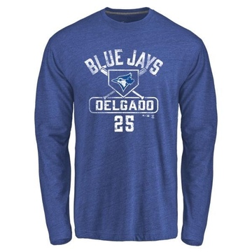 Men's Toronto Blue Jays Carlos Delgado ＃25 Base Runner Long Sleeve T-Shirt - Royal