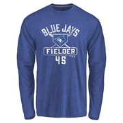 Men's Toronto Blue Jays Cecil Fielder ＃45 Base Runner Long Sleeve T-Shirt - Royal