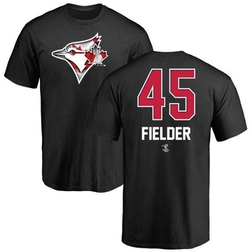 Men's Toronto Blue Jays Cecil Fielder ＃45 Name and Number Banner Wave T-Shirt - Black