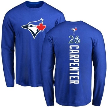 Men's Toronto Blue Jays Chris Carpenter ＃26 Backer Long Sleeve T-Shirt - Royal