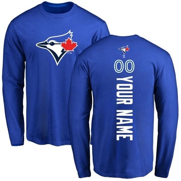 Men's Toronto Blue Jays Custom ＃00 Backer Long Sleeve T-Shirt - Royal