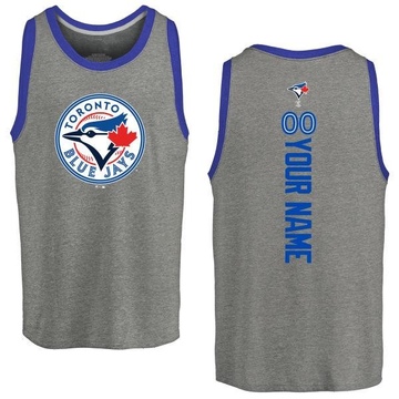 Men's Toronto Blue Jays Custom ＃00 Backer Tank Top Ash