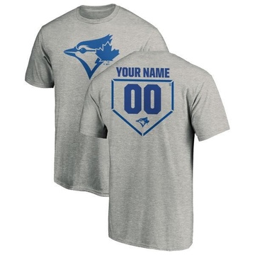 Men's Toronto Blue Jays Custom ＃00 RBI T-Shirt Heathered - Gray