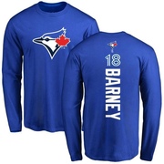 Men's Toronto Blue Jays Darwin Barney ＃18 Backer Long Sleeve T-Shirt - Royal