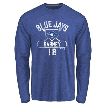 Men's Toronto Blue Jays Darwin Barney ＃18 Base Runner Long Sleeve T-Shirt - Royal