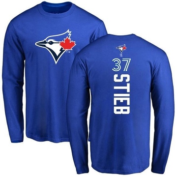 Men's Toronto Blue Jays Dave Stieb ＃37 Backer Long Sleeve T-Shirt - Royal