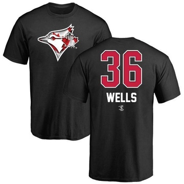 Men's Toronto Blue Jays David Wells ＃36 Name and Number Banner Wave T-Shirt - Black