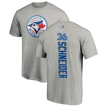 Men's Toronto Blue Jays Davis Schneider ＃36 Backer T-Shirt Ash