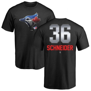 Men's Toronto Blue Jays Davis Schneider ＃36 Midnight Mascot T-Shirt - Black