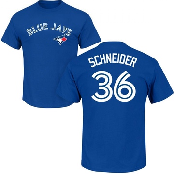 Men's Toronto Blue Jays Davis Schneider ＃36 Roster Name & Number T-Shirt - Royal