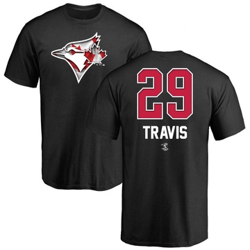 Men's Toronto Blue Jays Devon Travis ＃29 Name and Number Banner Wave T-Shirt - Black