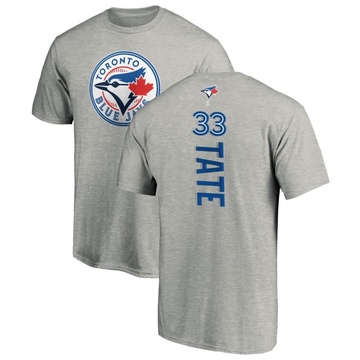 Men's Toronto Blue Jays Dillon Tate ＃33 Backer T-Shirt Ash