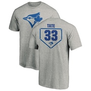 Men's Toronto Blue Jays Dillon Tate ＃33 RBI T-Shirt Heathered - Gray