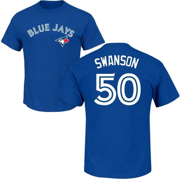 Men's Toronto Blue Jays Erik Swanson ＃50 Roster Name & Number T-Shirt - Royal