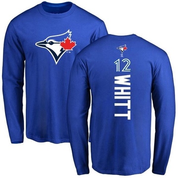 Men's Toronto Blue Jays Ernie Whitt ＃12 Backer Long Sleeve T-Shirt - Royal