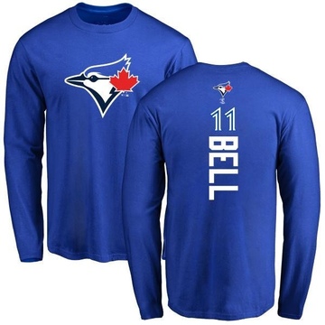 Men's Toronto Blue Jays George Bell ＃11 Backer Long Sleeve T-Shirt - Royal