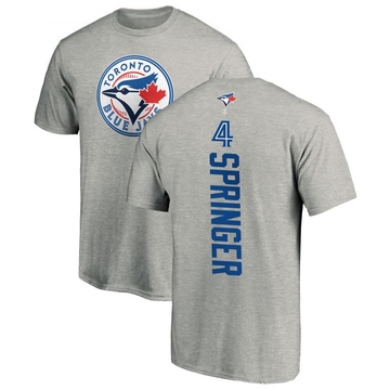 Men's Toronto Blue Jays George Springer ＃4 Backer T-Shirt Ash