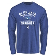 Men's Toronto Blue Jays George Springer ＃4 Base Runner Long Sleeve T-Shirt - Royal