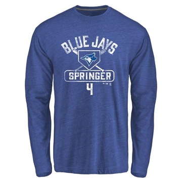 Men's Toronto Blue Jays George Springer ＃4 Base Runner Long Sleeve T-Shirt - Royal