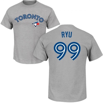 Men's Toronto Blue Jays Hyun Jin Ryu ＃99 Roster Name & Number T-Shirt - Gray