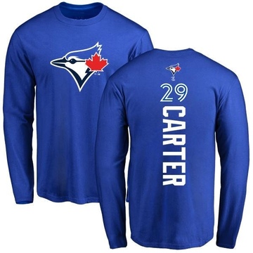 Men's Toronto Blue Jays Joe Carter ＃29 Backer Long Sleeve T-Shirt - Royal