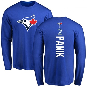 Men's Toronto Blue Jays Joe Panik ＃2 Backer Long Sleeve T-Shirt - Royal