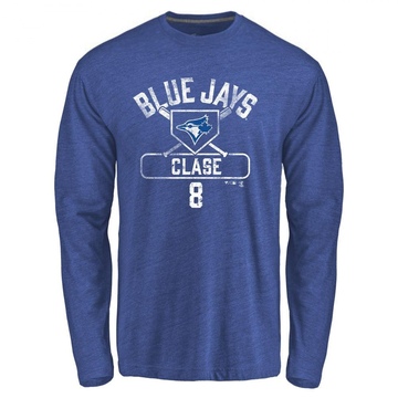 Men's Toronto Blue Jays Jonatan Clase ＃8 Base Runner Long Sleeve T-Shirt - Royal