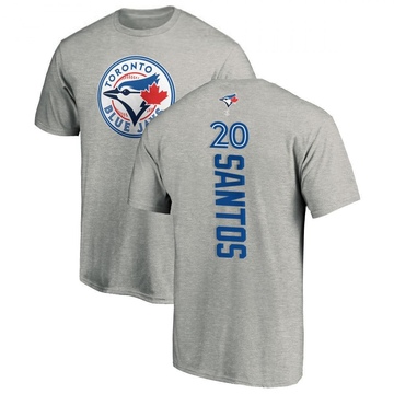 Men's Toronto Blue Jays Luis De Los Santos ＃20 Backer T-Shirt Ash