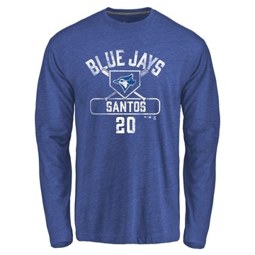 Men's Toronto Blue Jays Luis De Los Santos ＃20 Base Runner Long Sleeve T-Shirt - Royal