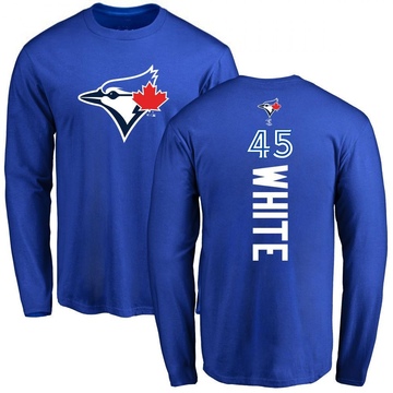 Men's Toronto Blue Jays Mitch White ＃45 Backer Long Sleeve T-Shirt - Royal