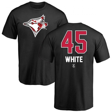 Men's Toronto Blue Jays Mitch White ＃45 Name and Number Banner Wave T-Shirt - Black