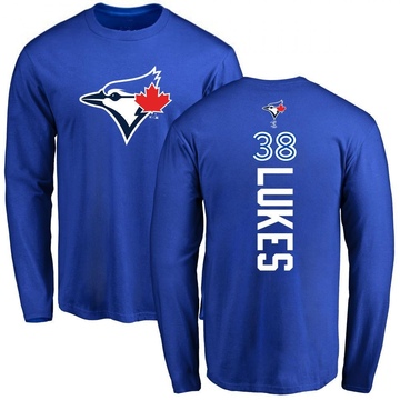 Men's Toronto Blue Jays Nathan Lukes ＃38 Backer Long Sleeve T-Shirt - Royal