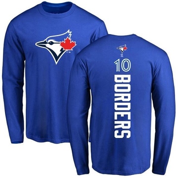 Men's Toronto Blue Jays Pat Borders ＃10 Backer Long Sleeve T-Shirt - Royal