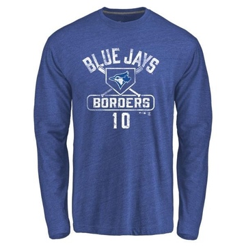 Men's Toronto Blue Jays Pat Borders ＃10 Base Runner Long Sleeve T-Shirt - Royal