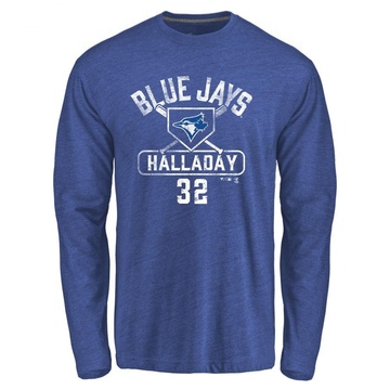 Men's Toronto Blue Jays Roy Halladay ＃32 Base Runner Long Sleeve T-Shirt - Royal