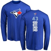 Men's Toronto Blue Jays Ryan Burr ＃43 Backer Long Sleeve T-Shirt - Royal