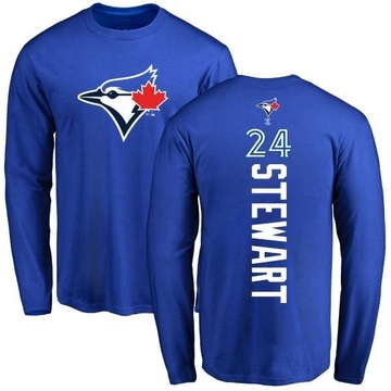 Men's Toronto Blue Jays Shannon Stewart ＃24 Backer Long Sleeve T-Shirt - Royal